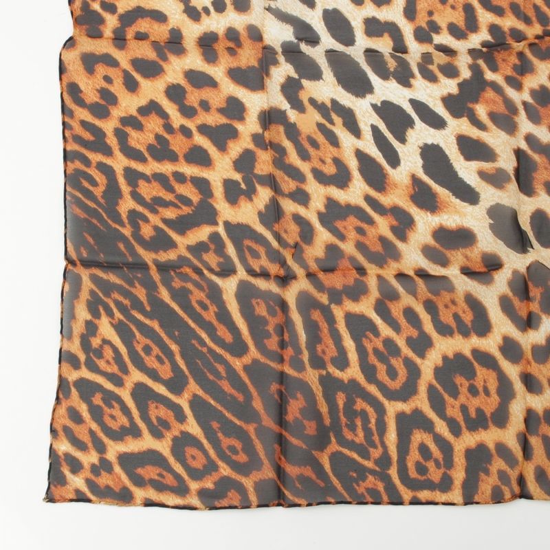 Christian Dior 2004 Silk John Galliano Period Leopard Logo Embroidered Scarf