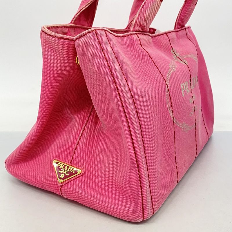 Prada Tote Canapa Canvas Pink Gold Hardware 2way Bag Womens
