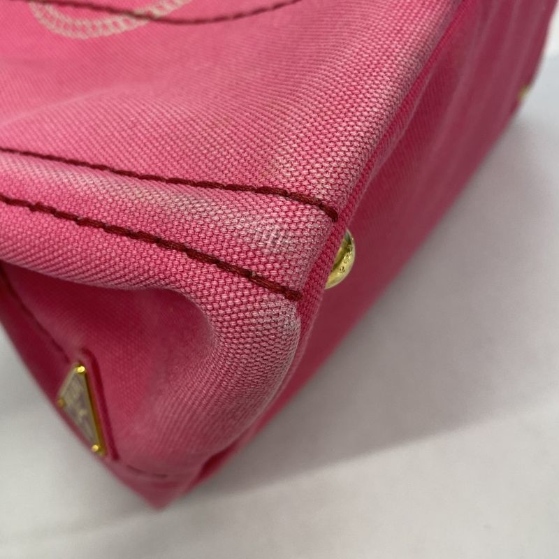 Prada Tote Canapa Canvas Pink Gold Hardware 2way Bag Womens