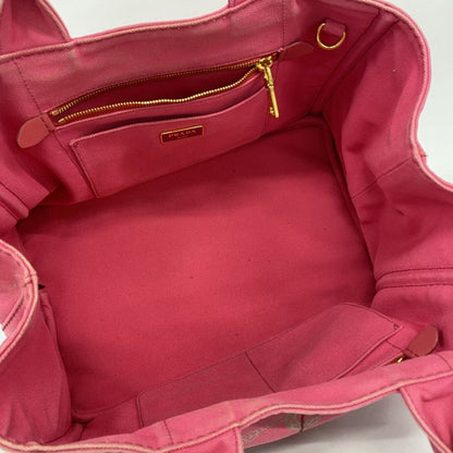 Prada Tote Canapa Canvas Pink Gold Hardware 2way Bag Womens