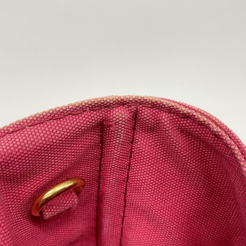 Prada Tote Canapa Canvas Pink Gold Hardware 2way Bag Womens
