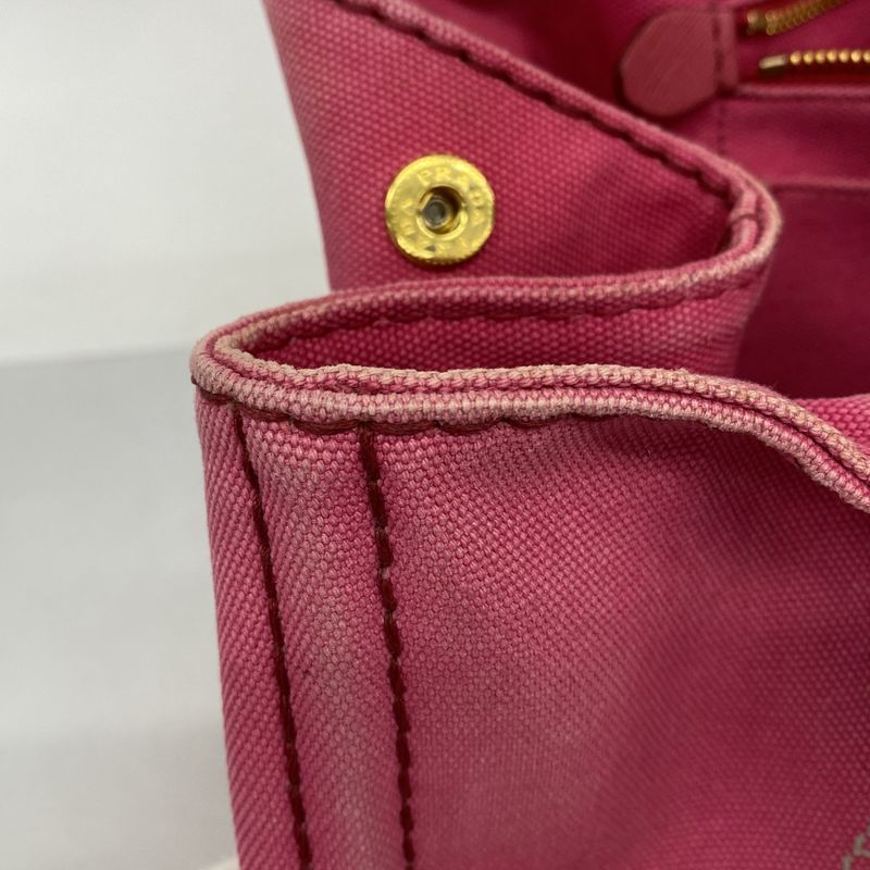Prada Tote Canapa Canvas Pink Gold Hardware 2way Bag Womens