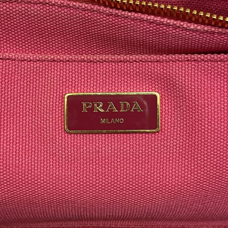 Prada Tote Canapa Canvas Pink Gold Hardware 2way Bag Womens