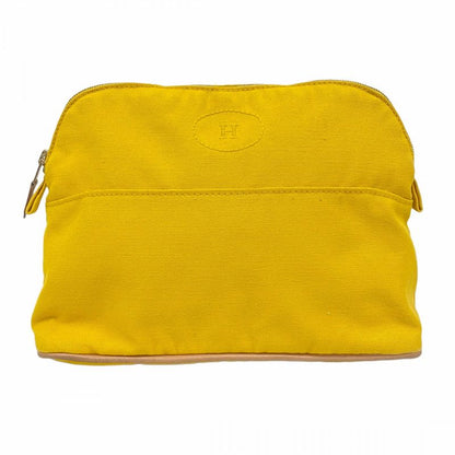 Hermes Pouch Bolide Pouch Canvas Yellow Chien Pan Gold Hardware Women