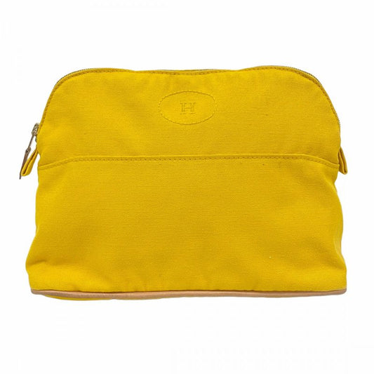Hermes Pouch Bolide Pouch Canvas Yellow Chien Pan Gold Hardware Women