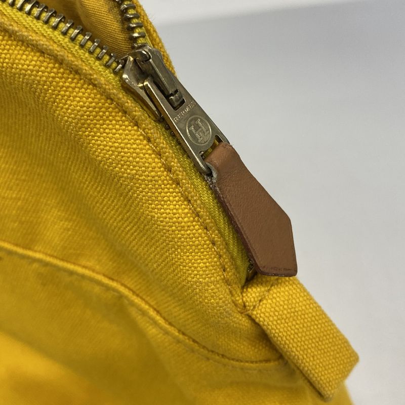 Hermes Pouch Bolide Pouch Canvas Yellow Chien Pan Gold Hardware Women