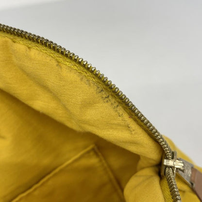 Hermes Pouch Bolide Pouch Canvas Yellow Chien Pan Gold Hardware Women