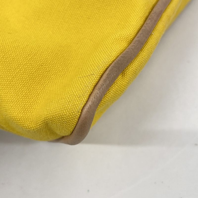 Hermes Pouch Bolide Pouch Canvas Yellow Chien Pan Gold Hardware Women
