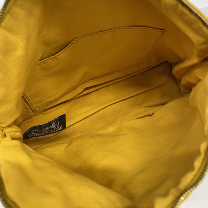 Hermes Pouch Bolide Pouch Canvas Yellow Chien Pan Gold Hardware Women