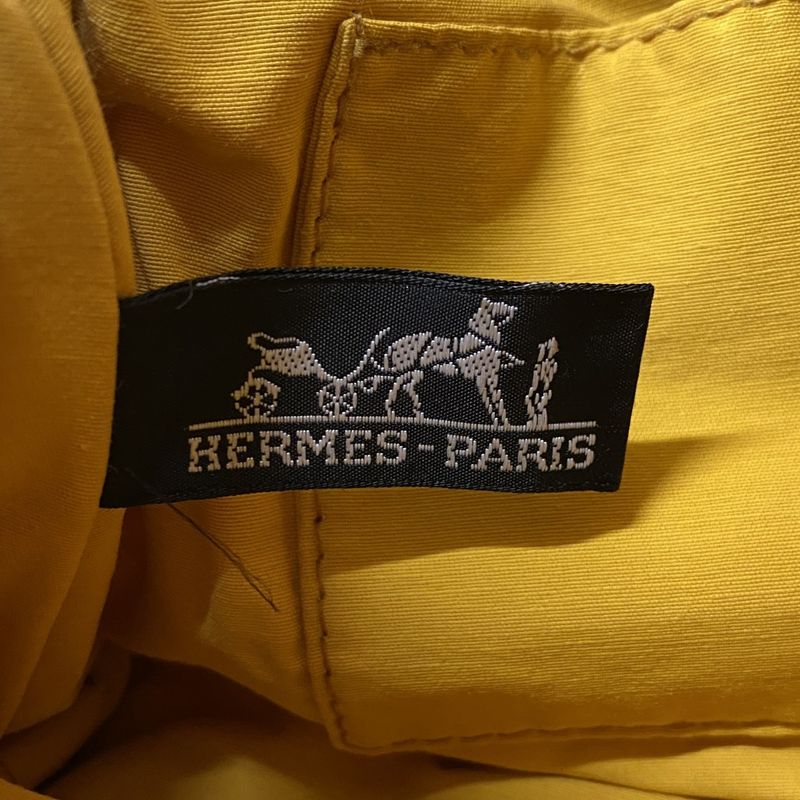 Hermes Pouch Bolide Pouch Canvas Yellow Chien Pan Gold Hardware Women
