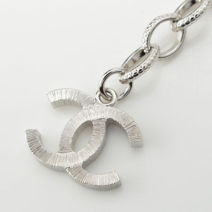 Chanel B23s Coco Mark Rhinestone Pearl Ribbon Necklace Accessories Silver