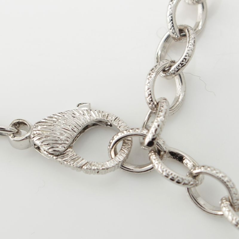 Chanel B23s Coco Mark Rhinestone Pearl Ribbon Necklace Accessories Silver