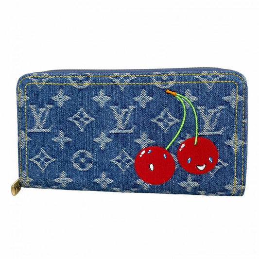 Louis Vuitton Long Wallet Monogram Denim Cherry Takashi Murakami Zippy Wallet