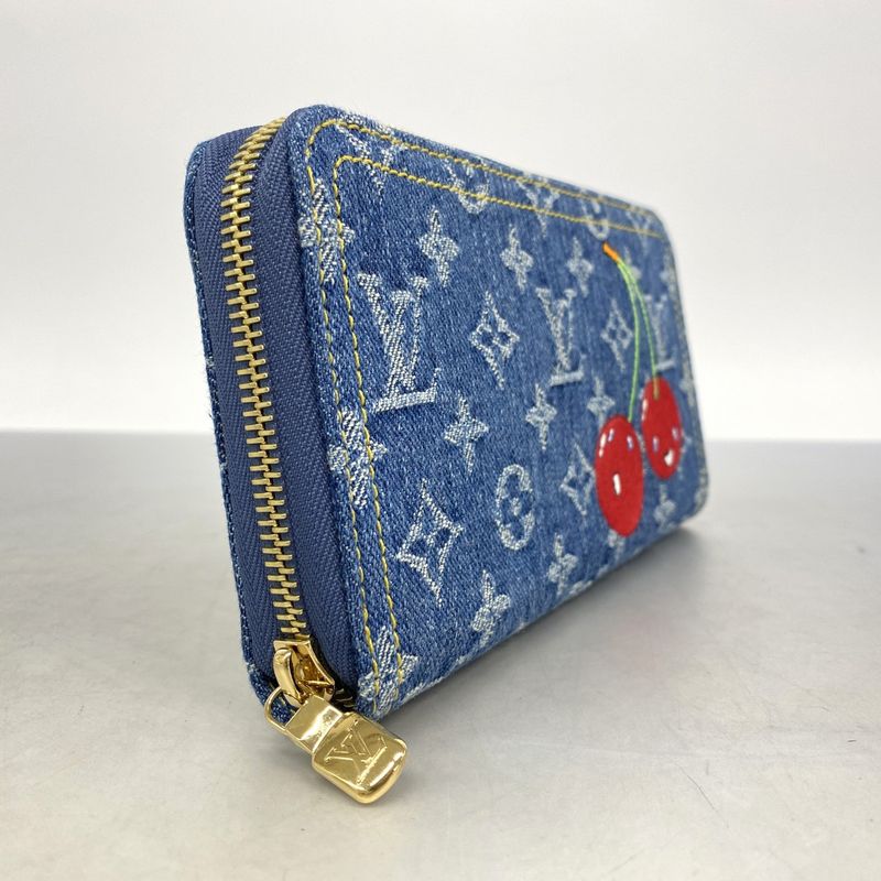 Louis Vuitton Long Wallet Monogram Denim Cherry Takashi Murakami Zippy Wallet