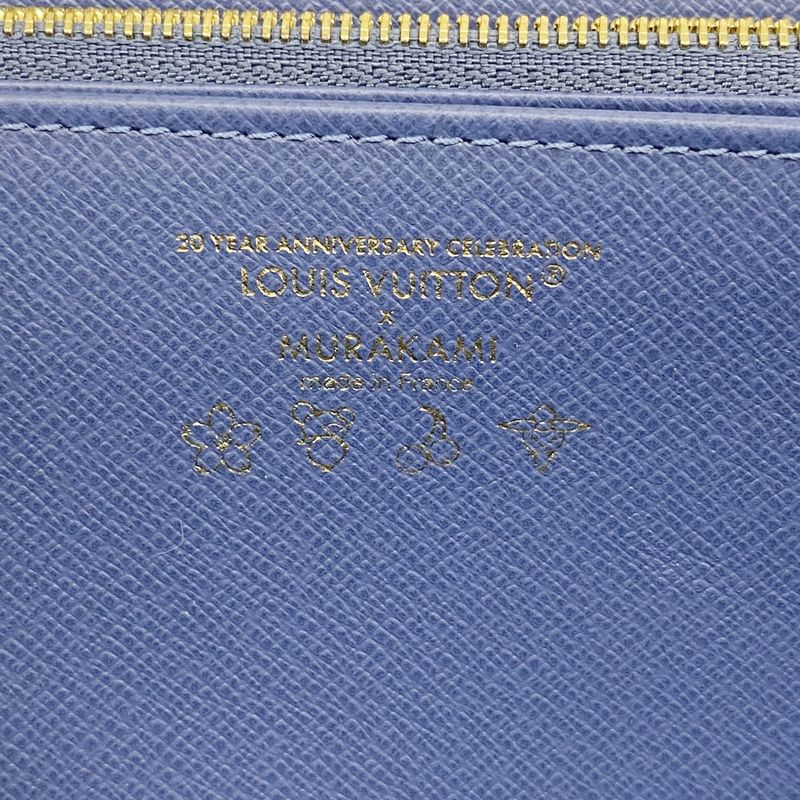 Louis Vuitton Long Wallet Monogram Denim Cherry Takashi Murakami Zippy Wallet