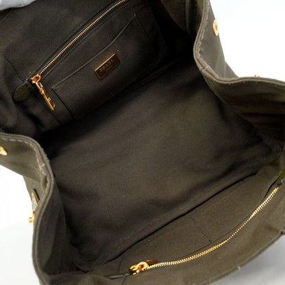 Prada Tote Bag Canapa Canvas Green Gold Hardware Women's