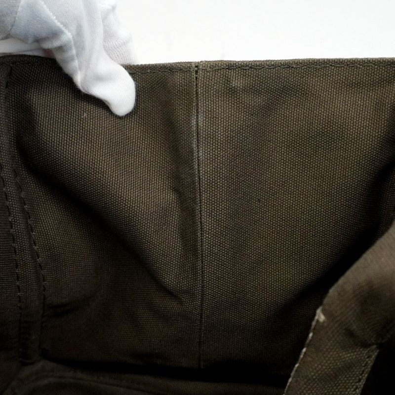 Prada Tote Bag Canapa Canvas Green Gold Hardware Women's