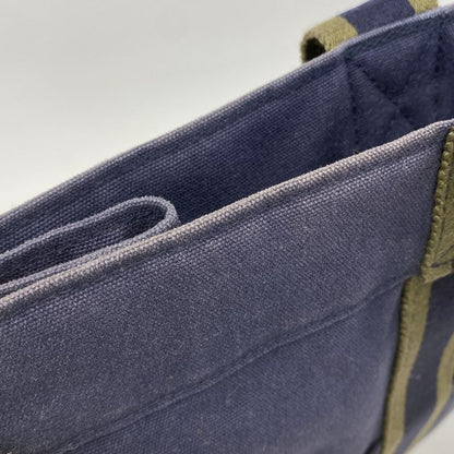 Hermes Tote Bag Fourre Tout GM Canvas Navy Green Silver Hardware Women