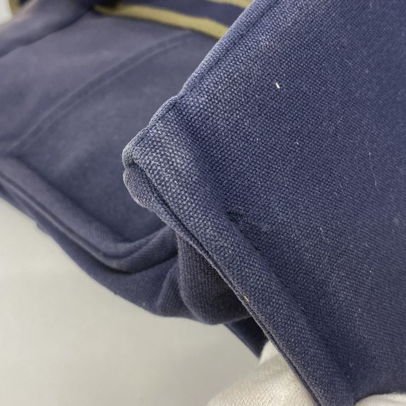 Hermes Tote Bag Fourre Tout GM Canvas Navy Green Silver Hardware Women