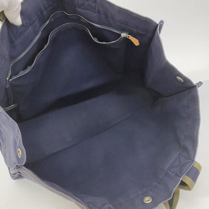 Hermes Tote Bag Fourre Tout GM Canvas Navy Green Silver Hardware Women
