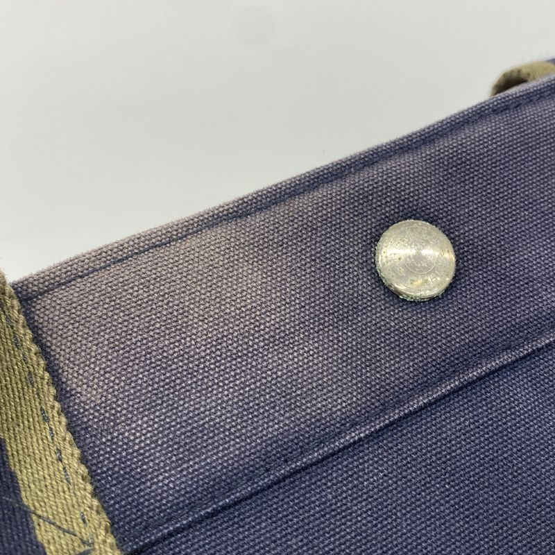 Hermes Tote Bag Fourre Tout GM Canvas Navy Green Silver Hardware Women