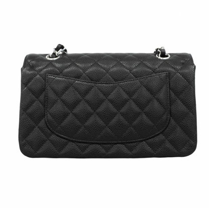 Chanel Shoulder Bag Matelasse Caviar Skin Black Silver Hardware Women