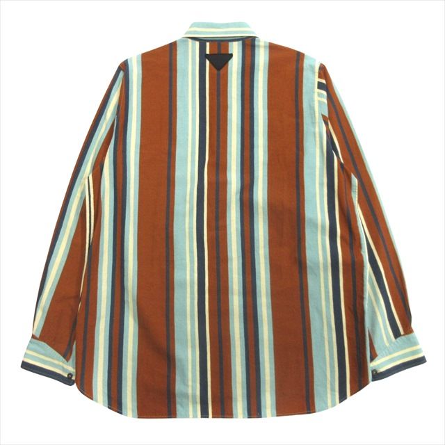 22ss Prada by Raf Simons Triangle Patch Stripe Shirt Cut and Sewn Vintage