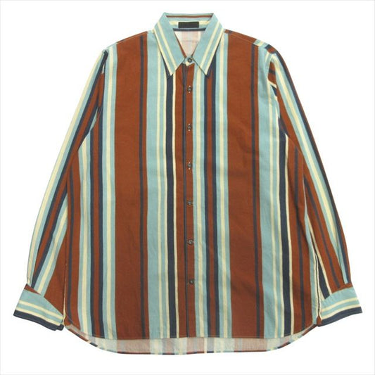 22ss Prada by Raf Simons Triangle Patch Stripe Shirt Cut and Sewn Vintage