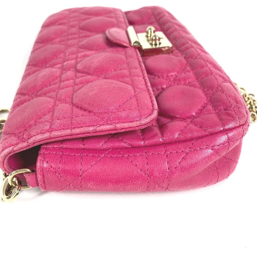 Dior Shoulder Bag Cannage Logo Leather Pink