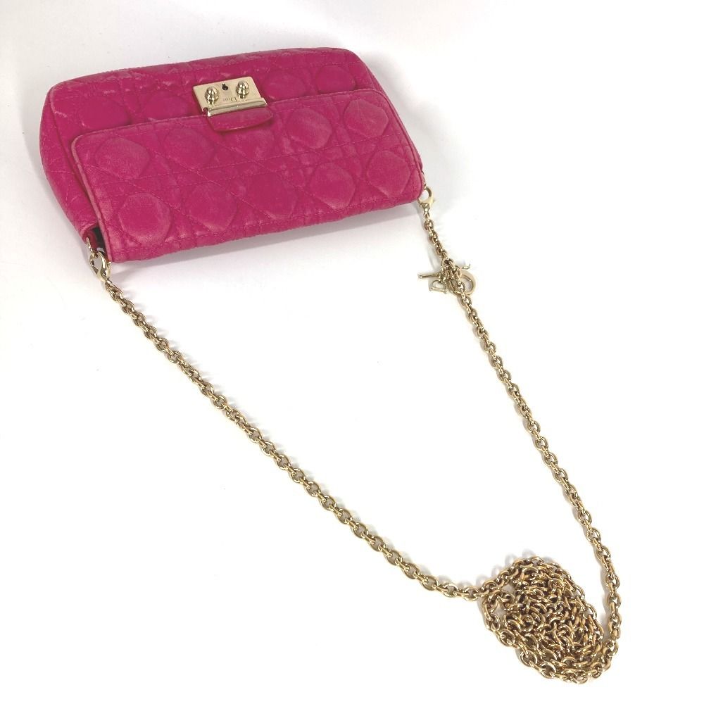 Dior Shoulder Bag Cannage Logo Leather Pink