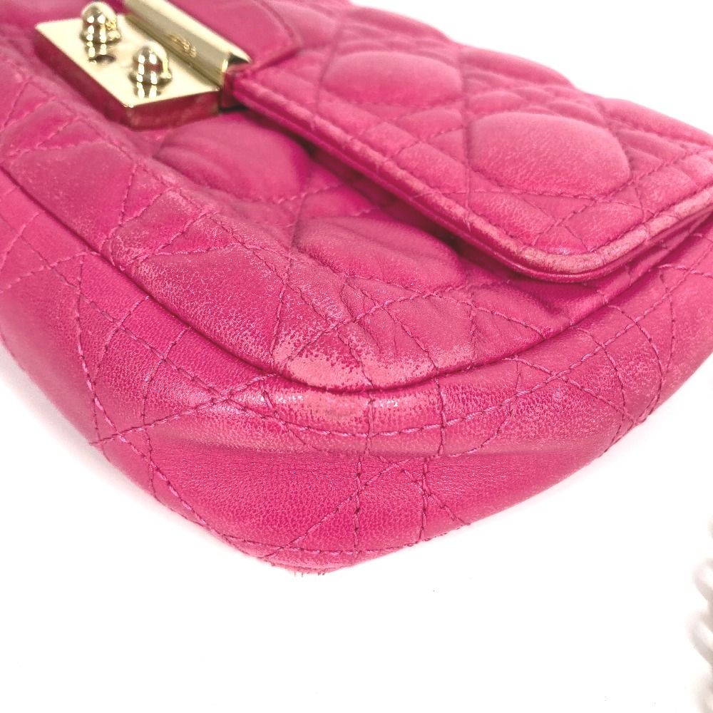 Dior Shoulder Bag Cannage Logo Leather Pink