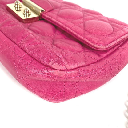 Dior Shoulder Bag Cannage Logo Leather Pink