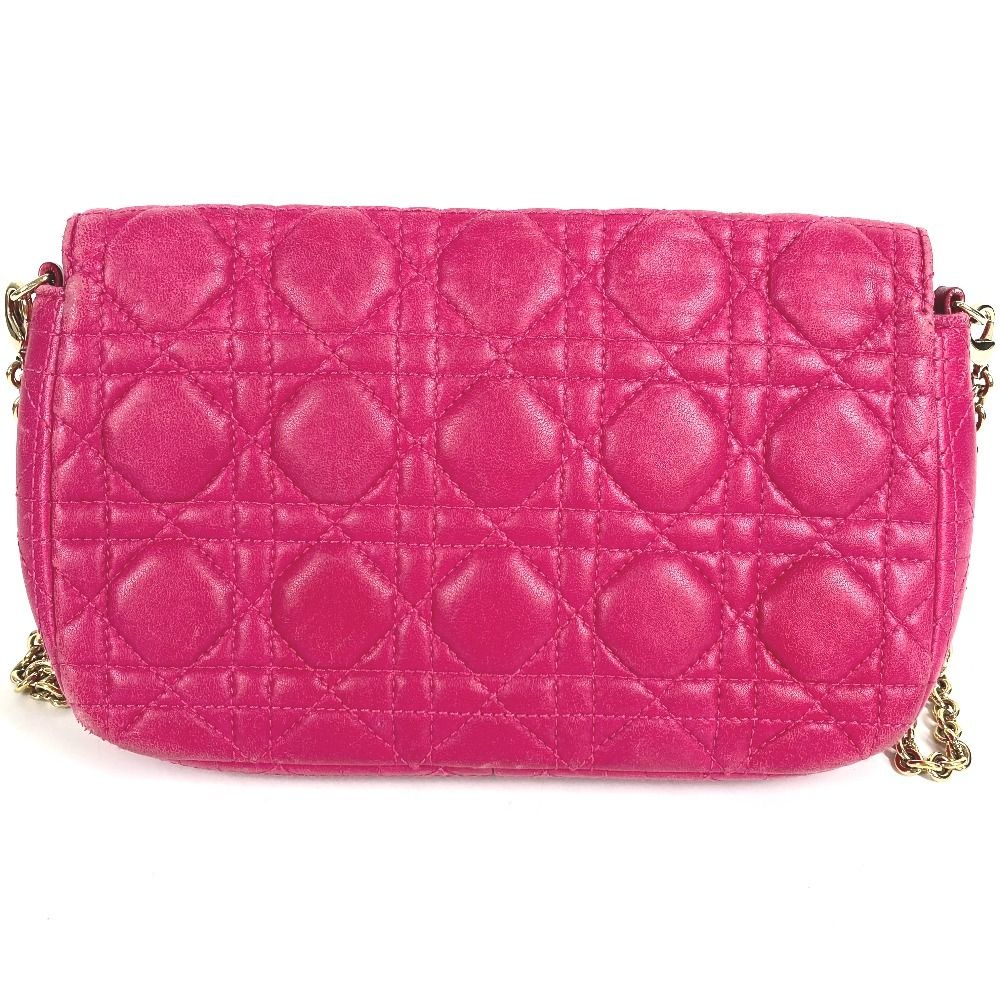 Dior Shoulder Bag Cannage Logo Leather Pink