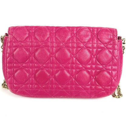 Dior Shoulder Bag Cannage Logo Leather Pink