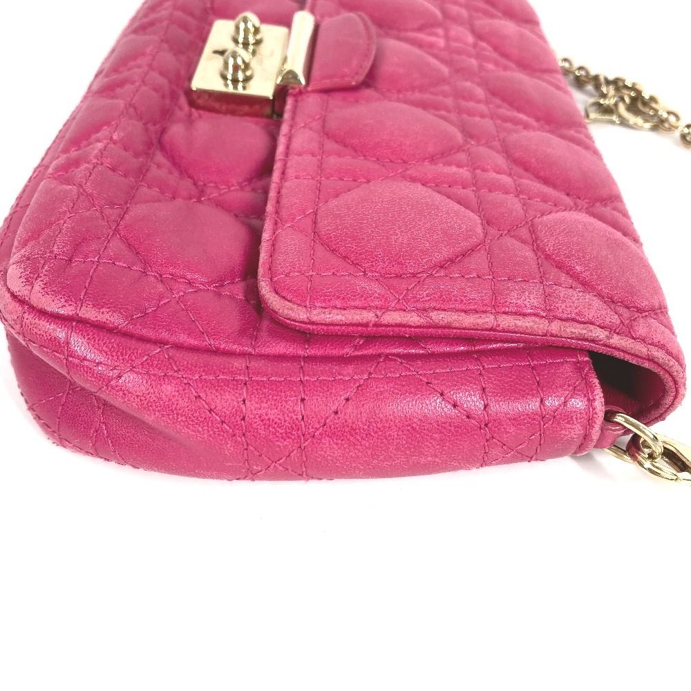 Dior Shoulder Bag Cannage Logo Leather Pink