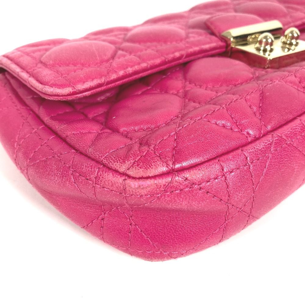 Dior Shoulder Bag Cannage Logo Leather Pink