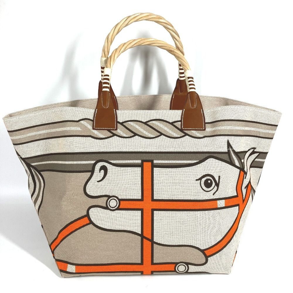 Hermes Shoulder Bag Steeple Large Tote Bag Leather Beige