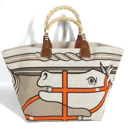 Hermes Shoulder Bag Steeple Large Tote Bag Leather Beige