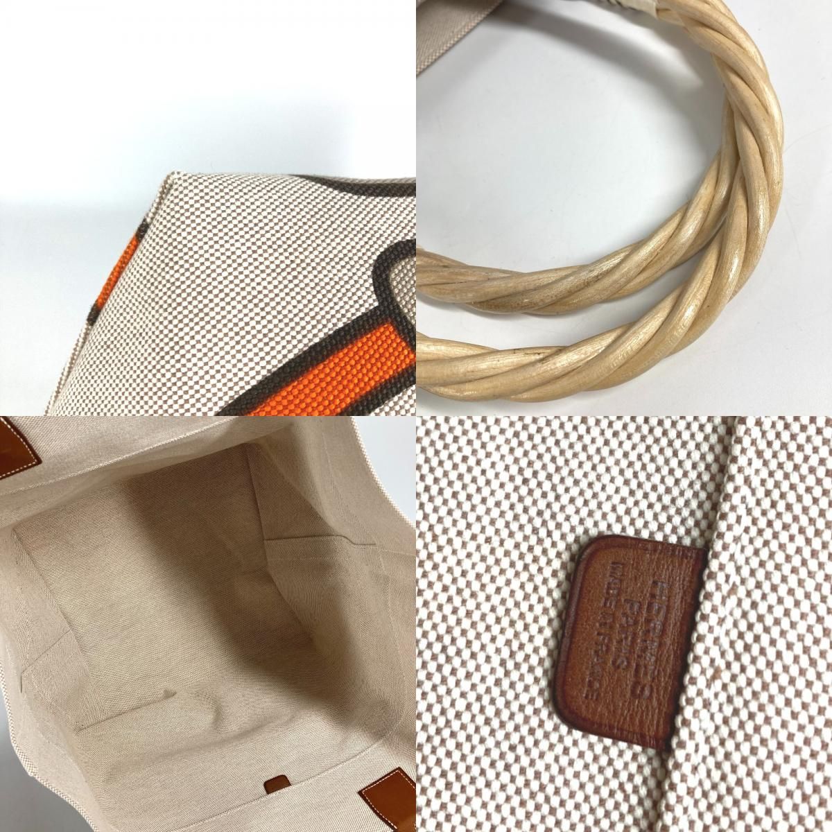 Hermes Shoulder Bag Steeple Large Tote Bag Leather Beige