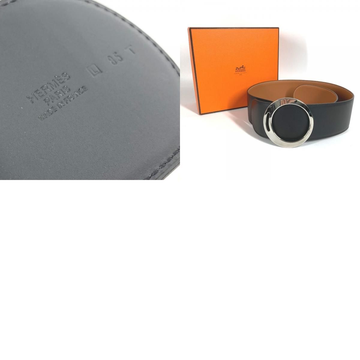 Hermes Belt Thick Belt Leather Black