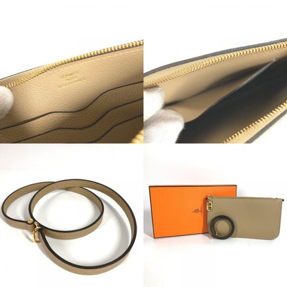 Hermes Shoulder Bag Pouch 《Zip Angor》 to Go Chaine D'Ancre Evercolor Beige