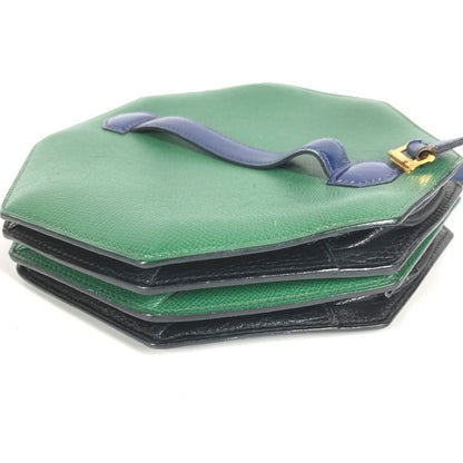 Hermes Shoulder Bag Bandoneon Leather Green X Blue