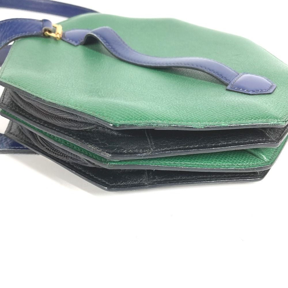 Hermes Shoulder Bag Bandoneon Leather Green X Blue
