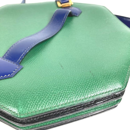 Hermes Shoulder Bag Bandoneon Leather Green X Blue