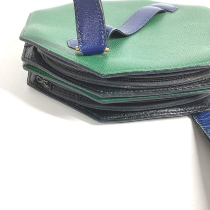 Hermes Shoulder Bag Bandoneon Leather Green X Blue