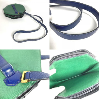 Hermes Shoulder Bag Bandoneon Leather Green X Blue