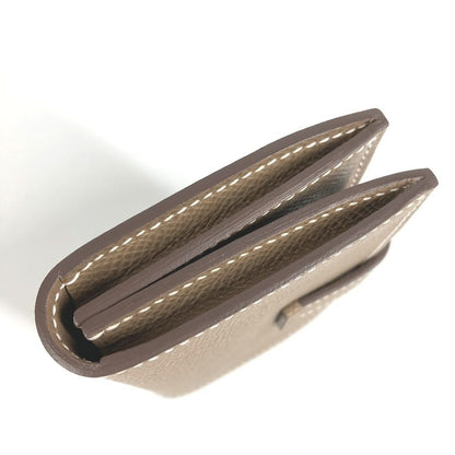Hermes Card Case Bearn H Logo Leather Etoupe Beige
