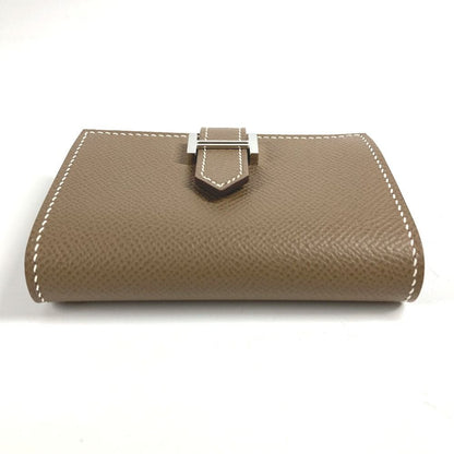 Hermes Card Case Bearn H Logo Leather Etoupe Beige