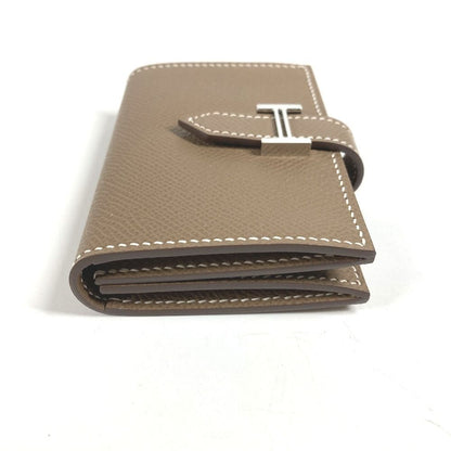 Hermes Card Case Bearn H Logo Leather Etoupe Beige