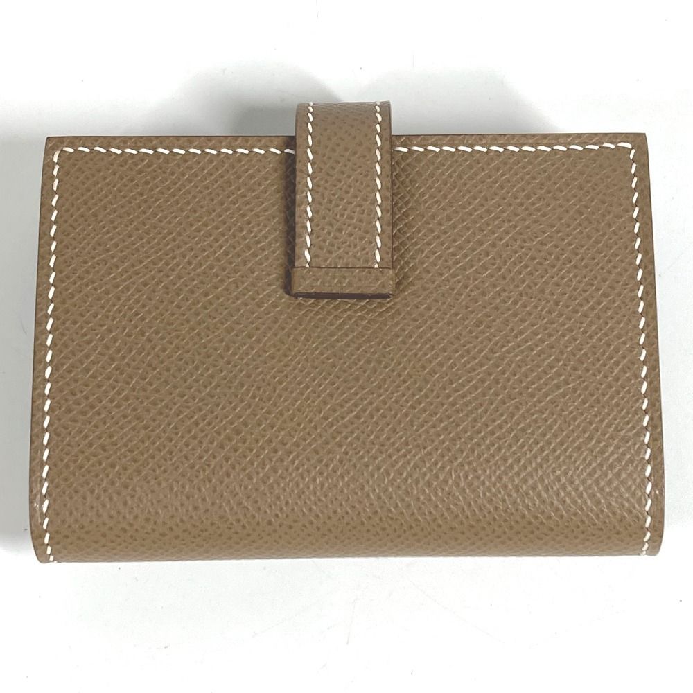 Hermes Card Case Bearn H Logo Leather Etoupe Beige